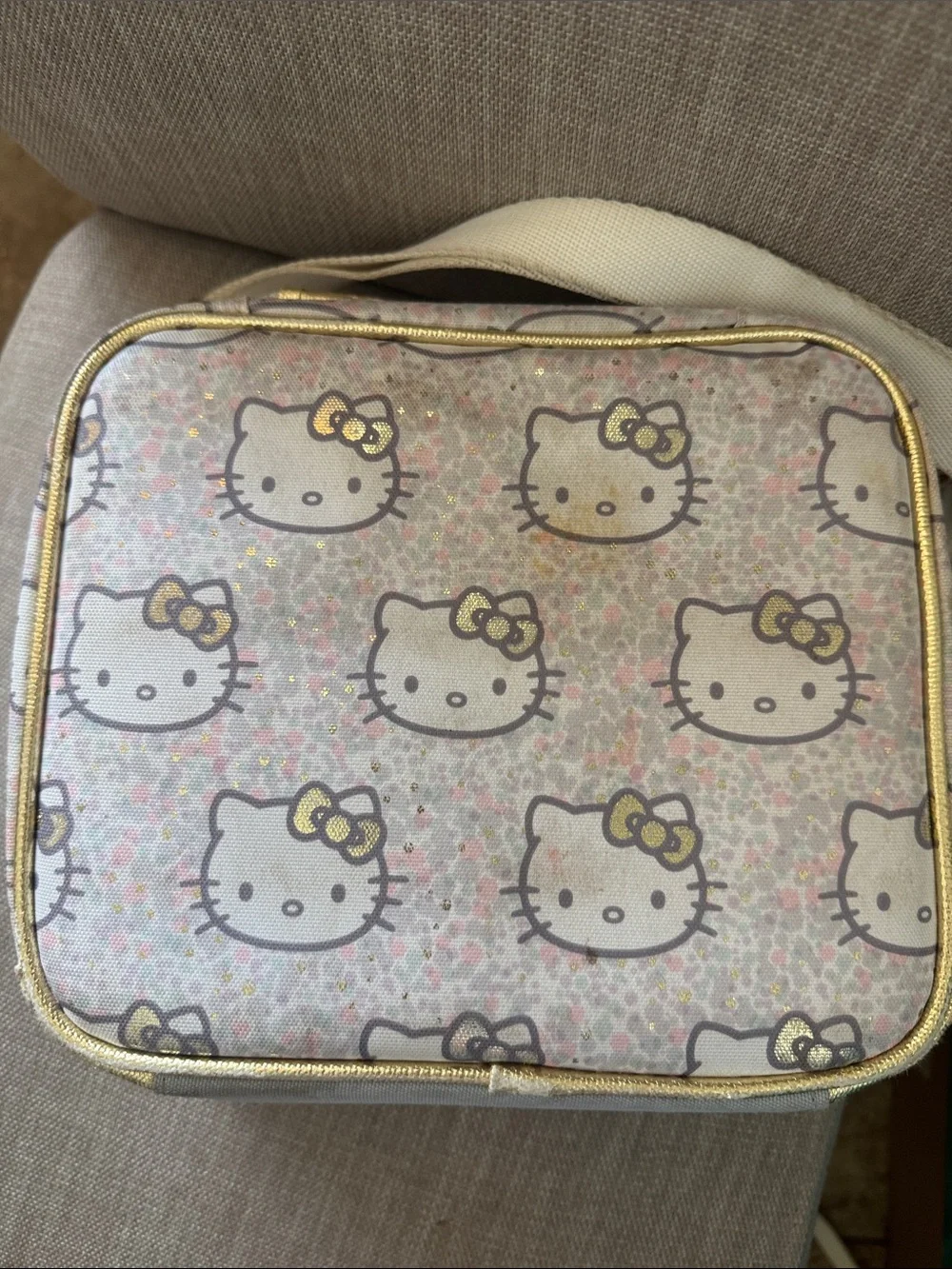 Pottery Barn Teen Hello Kitty Pink and Gold Backpack with Matching Lunch Box